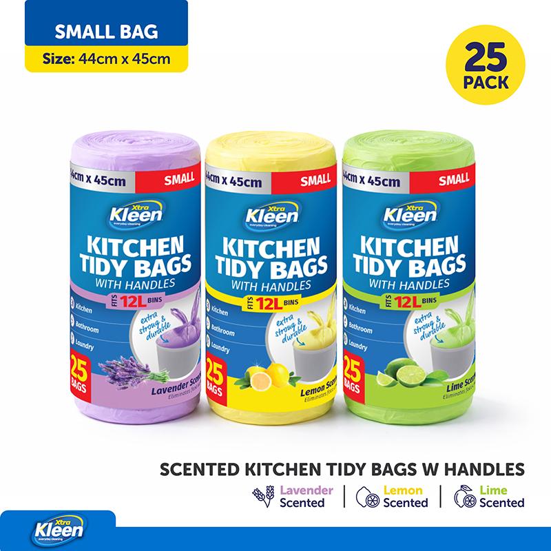 1pack Garbage Bag Assorted Scents Kitchen Tidy with Handle 12L - 25pcs - 44cm x 45cm - Lavender, Lemon, Lime