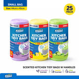1pack Garbage Bag Assorted Scents Kitchen Tidy with Handle 12L - 25pcs - 44cm x 45cm - Lavender, Lemon, Lime