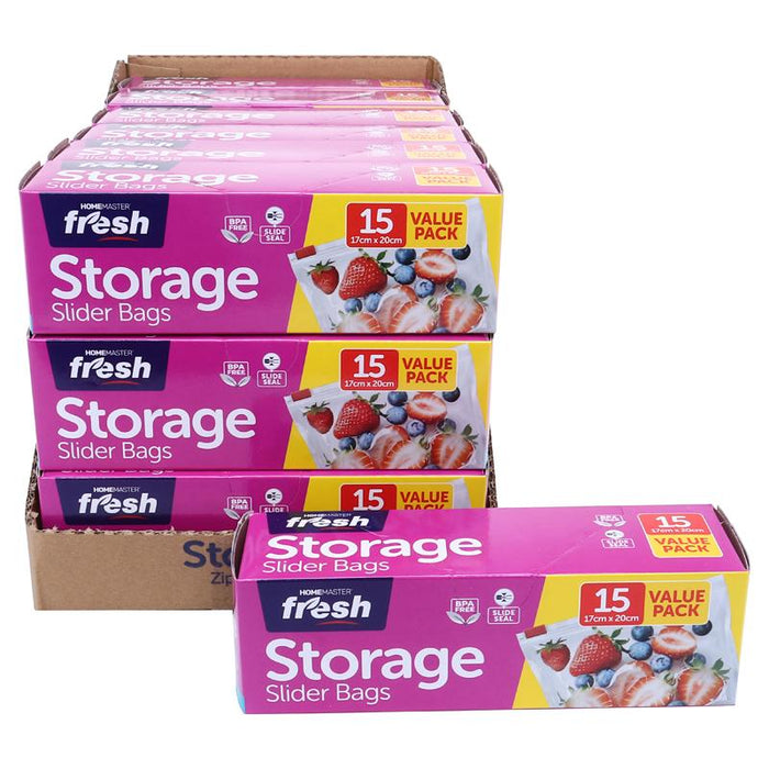 Slider Snap Lock Bags 15 Pack 17cm x 20cm