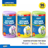 1pc Garbage Bags Assorted Scents Kitchen Tidy 35L - 96pk - 58cm x 71cm - Lavender, Lemon, Lime