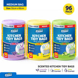 1pc Garbage Bags Assorted Scents Kitchen Tidy with Handle Bulk 27L - 96pk - 51cm x 65cm - Lavender, Lemon, Lime