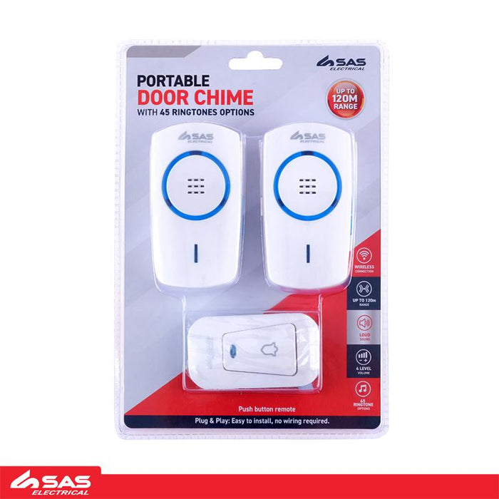 Wireless Doorbell with Two 240V Receiver upto 120m Range & 45 Sound Options
