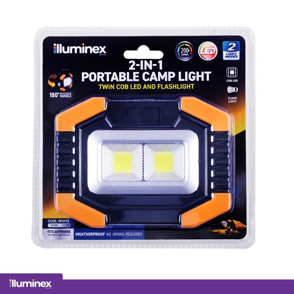 Illuminex Battery Operated 2-in-1 Portable COB Worklight 2 Modes 200 Lumens 135mm x 110mm (Requires 3 x AA Batteries, Not Included)