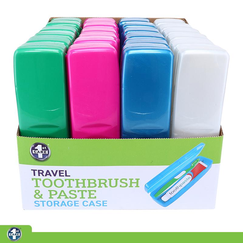 1pc Toothbrush & Paste Travel Holder 19.5cm x 5.5cm - 4 Assorted Colours