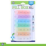 Pill Box Spring Loaded 7 Day Organiser with 28 Slots including Braille