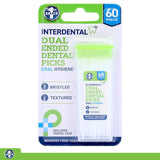 Interdental Dual-Ended Dental Picks 60pk - Includes Bristled & Textured Ends with Bonus Travel Case