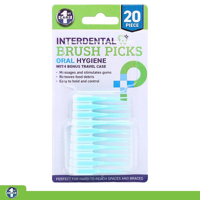 Interdental Brush Picks with Bonus Travel Case - 4.8cm 20pk