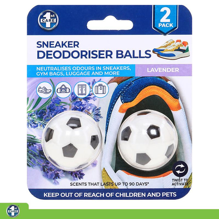 Shoe Deodorising Balls 2pc - Lavender Scented, Soccer Ball Design