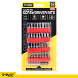 Screwdriver Bits Magnetic (Includes Flat Head, Phillips Head, P0Z1 Head, Torx Head and 60mm Extension Bar) 25mm 32pc