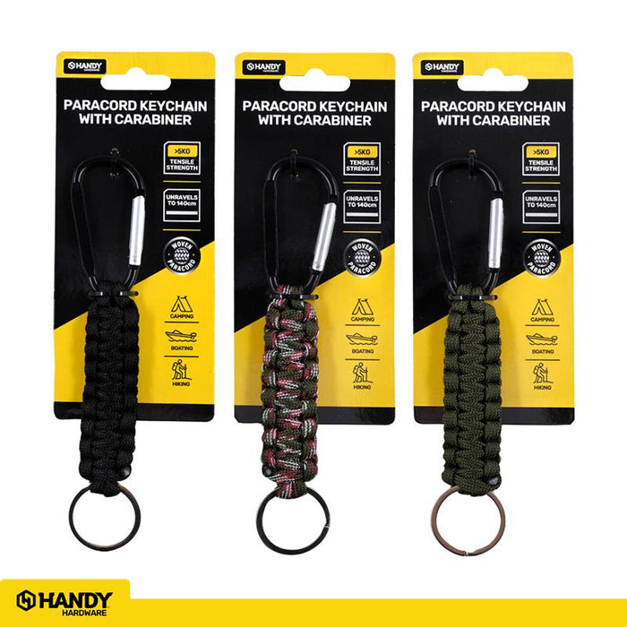 1pc Keyring Paracord with Carabiner 3 Assorted Styles Per Carton, 5kg Capacity
