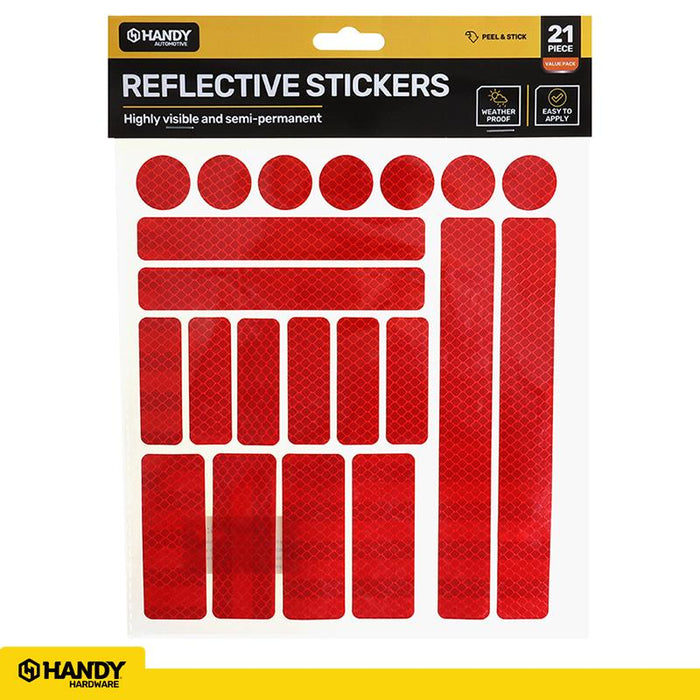 Adhesive Reflective Stickers Assorted Sizes Per Pack 21pc Assorted Colours Per Carton, Green, Blue, Red & White