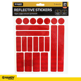 Adhesive Reflective Stickers Assorted Sizes Per Pack 21pc Assorted Colours Per Carton, Green, Blue, Red & White