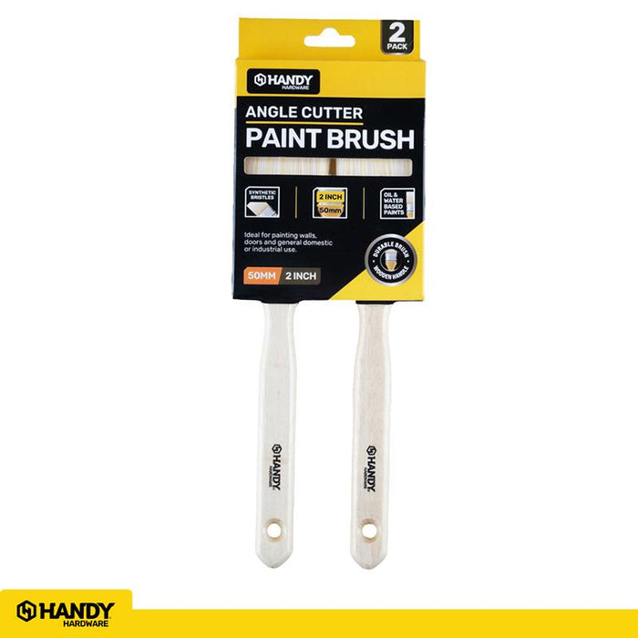 Paint Brush Wooden Handle Edger 50mm 2pk (Suitable for Latex, Oil & Water Based Paints)