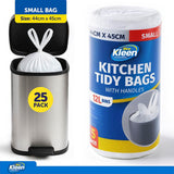 1pack Garbage Bags Kitchen Tidy with Handle 12L - 25pcs - 44cm x 45cm - White