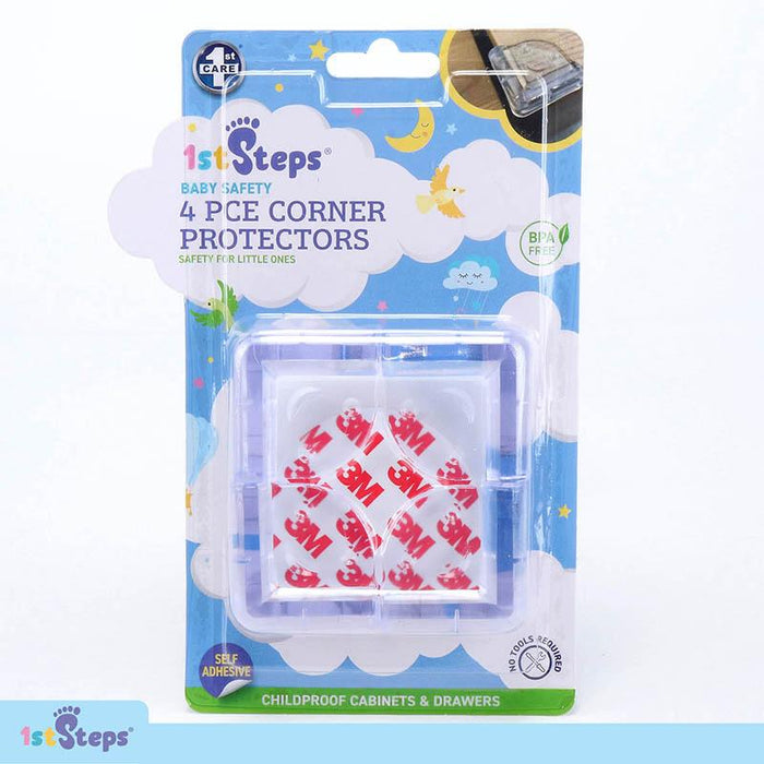 Safety Corner Protectors With Adhesive 4pc 4cm x 4cm (Each) Clear