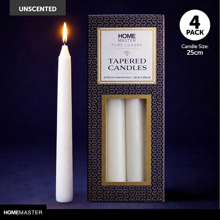 Candle Unscented Taper 25cm 4pk