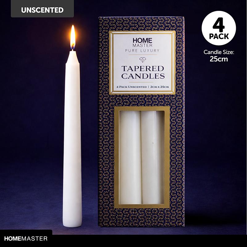 1pack Candle Unscented Taper 25cm 4pcs