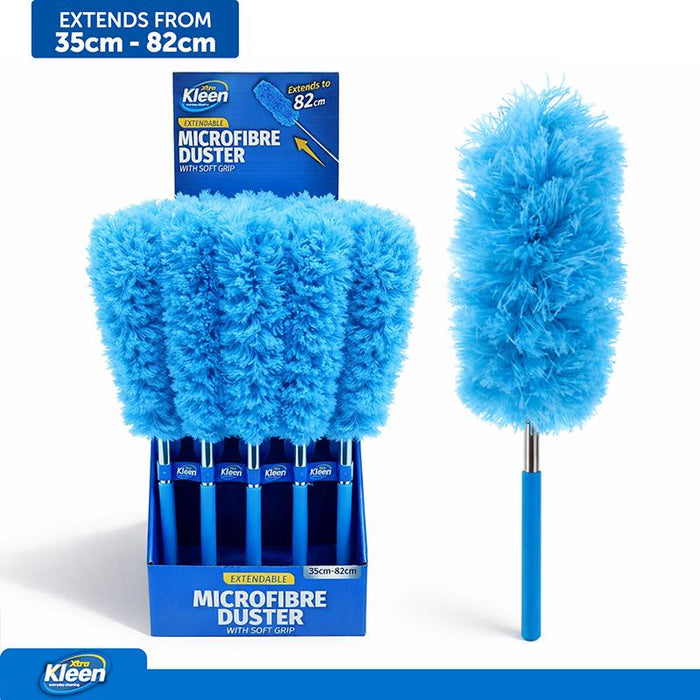 Microfibre Duster with Telescopic Extandable Handle - Head (18cm x 8cm) - Handle (34cm - 81cm) - Blue