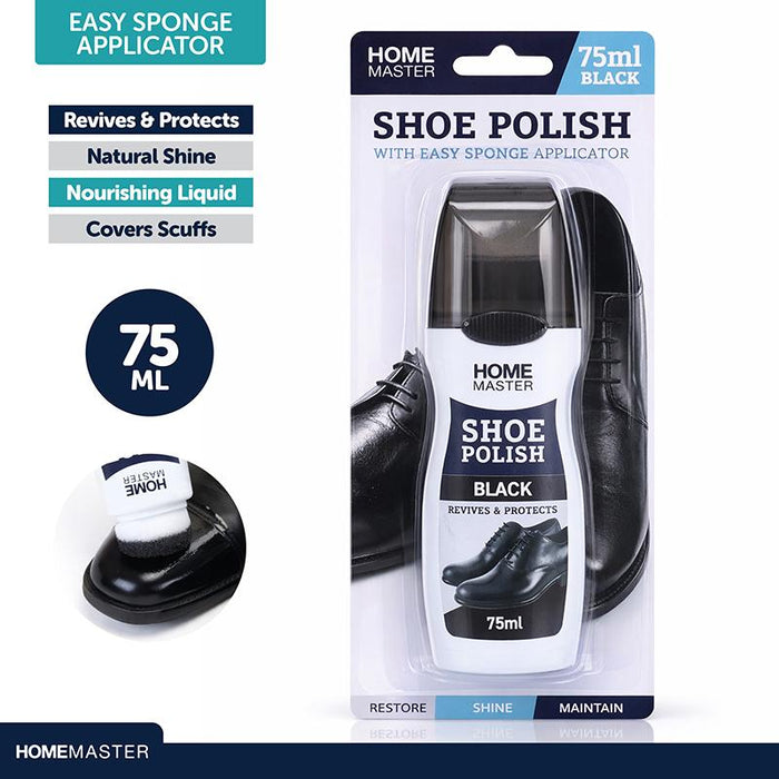 Shoe Polish with Easy Sponge Applicator Black 75ml