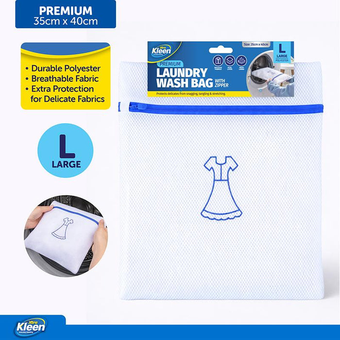 Laundry Delicates Wash Bag with Zipper Premium Double Padded - Large 35cm x 40cm - White