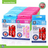 1pc Bandage Strips Kids Assorted Designs & Sizes 50pk - Plastic (PE)