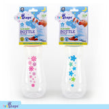 1pc Baby Bottle Narrow Neck Side Grip 250ml 6mths+ Fast Flow Silicone Teat Pink & Blue BPA Free