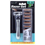 Razor Men's Set - Triple Blade with Lubricating Strip - Pack Includes: 1 x Razor with Handle & 20 x Refill Cartridges