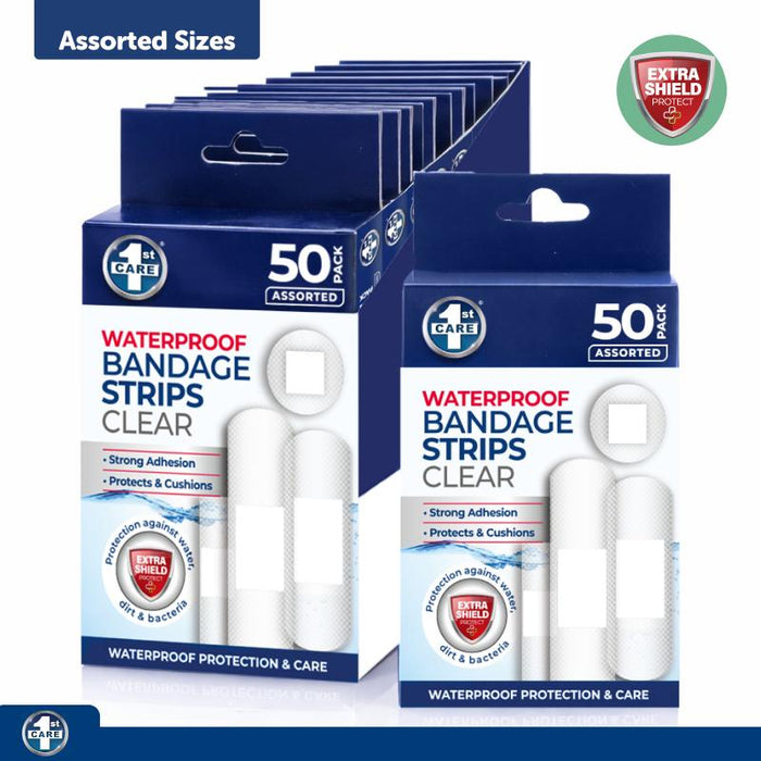 1pc Bandage Strips Waterproof Clear Assorted Sizes 50pk - Plastic (PE)