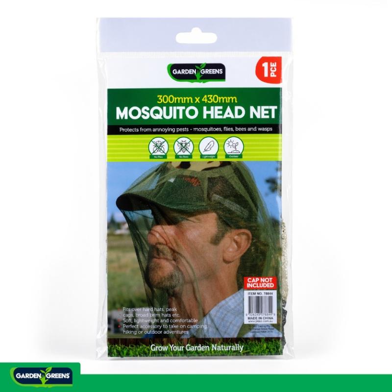 Insect Head Net 50cm x 43cm x 30cm Dia Black Mesh Clip Strip