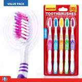 1pack Toothbrush Curved 5pcs Medium Bristles