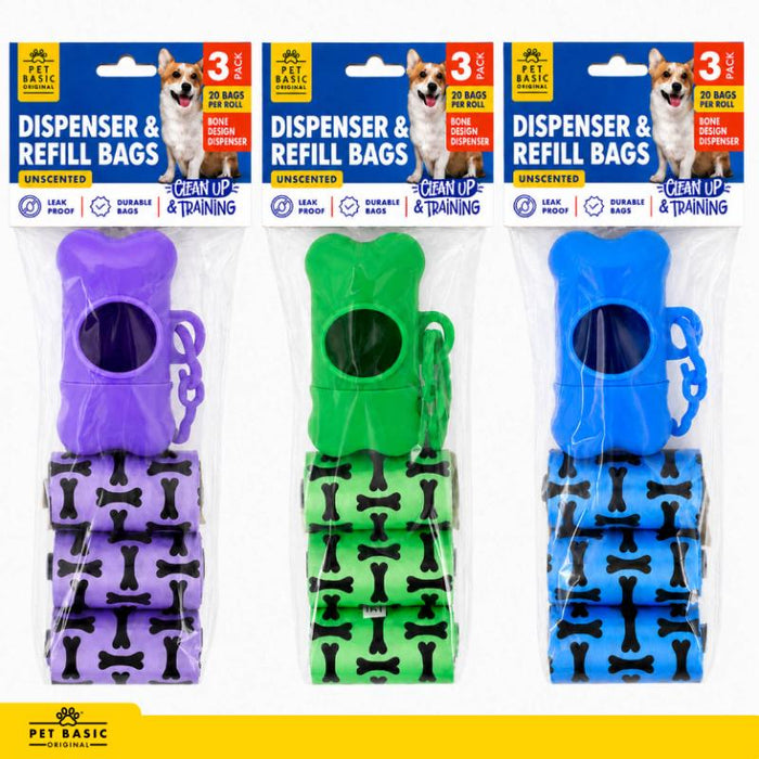 1pack Dog Clean Up Bags With Holder 3 x 20pcs Bag Size 30cm x 14cm