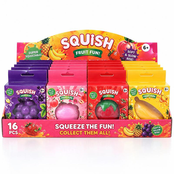 1pc Squishy Squeeze - Fruit Series - Assorted Strawberry, Grape, Peach, Banana - Sizes Vary 7cm -10cm Height - TPR
