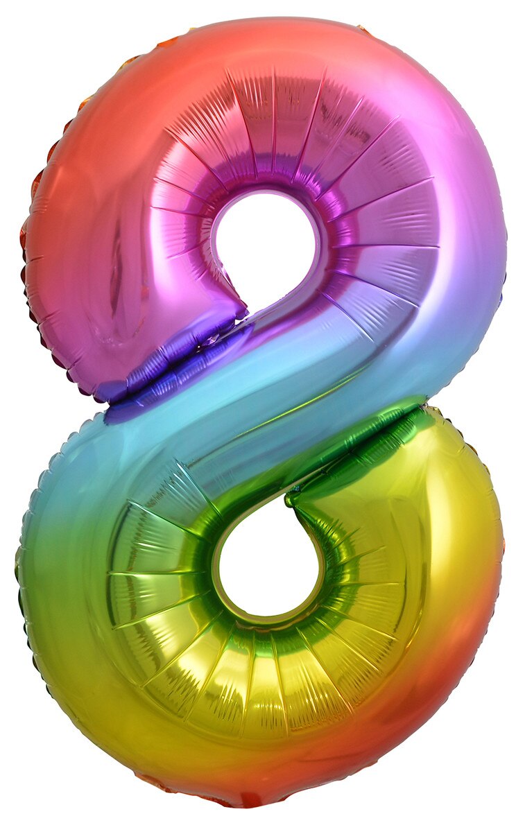 Rainbow "8" Numeral Foil Balloon 86cm (34")