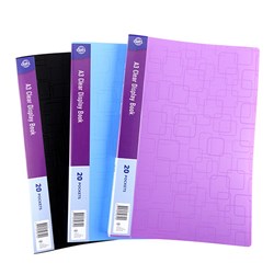 1 Clear Book PP Cover A3 20 Pockets Asstd Cols Emb Pattern