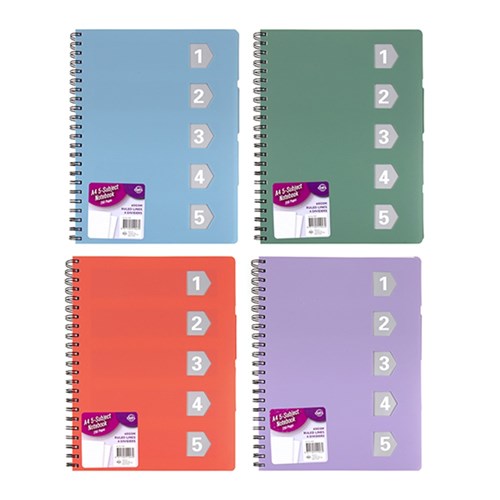 1pc Notebook Basic PP Col A4 5 Sub 250pg W Cutouts