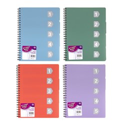 1pc Notebook Basic PP Col A4 5 Sub 250pg W Cutouts