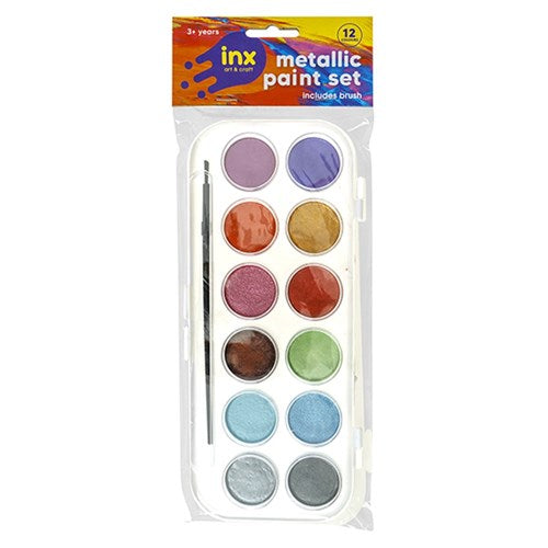 1pack Paint Set 12 Colors Metallic W Brush