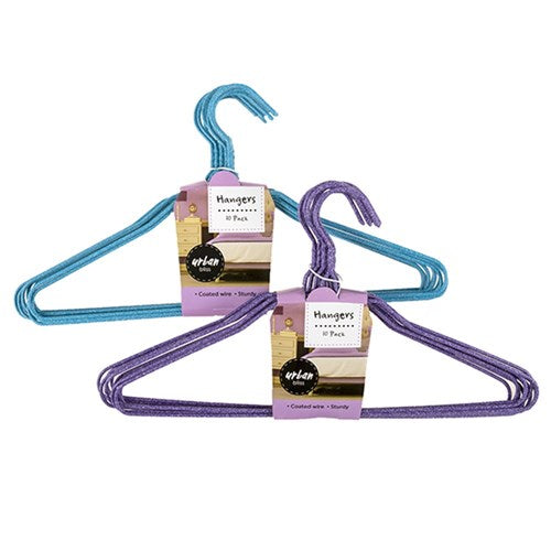 1pack Hanger Adult Coated Wire Pk 10 37cm Blue or Purple