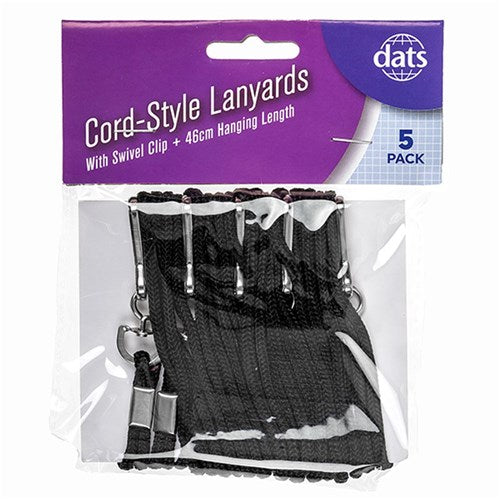 1pack Lanyard Cord Style 95cm Black 5pcs