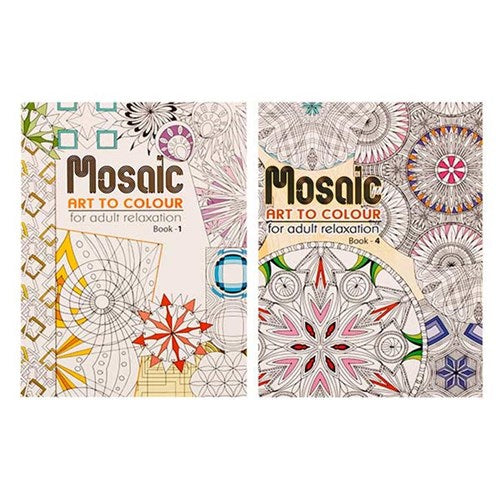 Book Colouring Adult Mosaic 24sheets