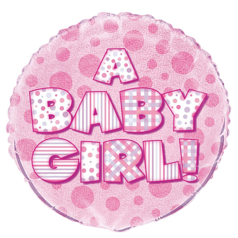 Baby Girl 45cm (18") Foil Prismatic Balloons Packaged