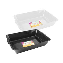 1pc Cat Litter Tray 2 Colours White or Black Asstd