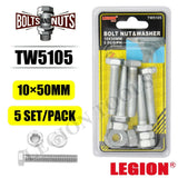 1pack Bolts/Nuts & Washers 10x50mm 5set/pk
