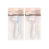 1pc Facial Brush Plastic w Soft Grip 2 Assorted Colors 15x4cm