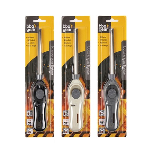 1pc Butane Gas Lighter Long Easy Press Assorted Colors