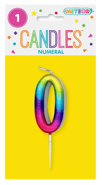 Mini Rainbow Numeral Pick Candles - 0