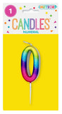 Mini Rainbow Numeral Pick Candles - 0