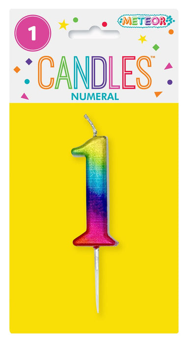 Mini Rainbow Numeral Pick Candles - 1
