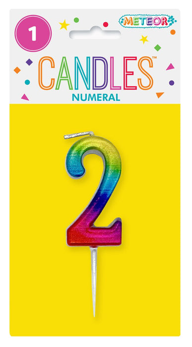 Mini Rainbow Numeral Pick Candles - 2