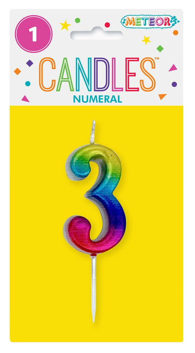 Mini Rainbow Numeral Pick Candles - 3